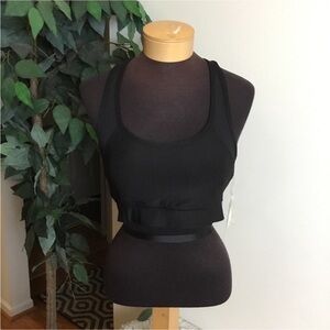 Charmed Hearts black sports bra Womans size medium racerback mesh